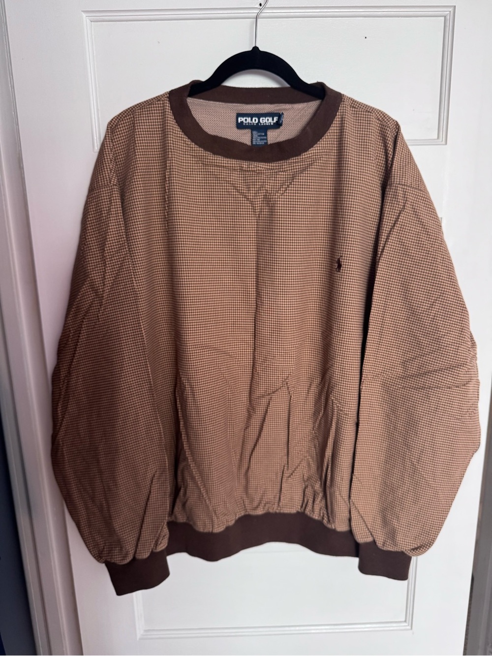 Polo Golf by Ralph Lauren Brown and Tan Houndstooth Pullover Sweatshirt